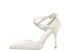 9CM Light Satin Cross Sexy Ankle Straps Sandals High Heel Pointed Dress Wedding Elegant Sandals
