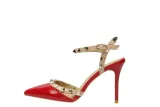9CM Sweet Shallow Pointed Rivet PU Hollow Dress Elegant Sandals