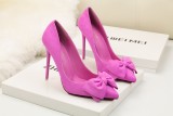 11CM Stylish Sweet Light Pointed Sexy Suede Dress Wedding Party Elegant Heeled Sandals