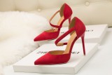 Asmxing 11CM Sexy Shallow Straps Pointed Hollow Sidecut Dress Wedding Party Elegant Heeled Sandals