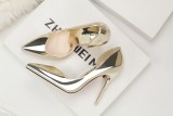10CM Patent leather Metal Hollow Sidecut High Stiletto Dress Wedding Party Elegant Heeled Sandals
