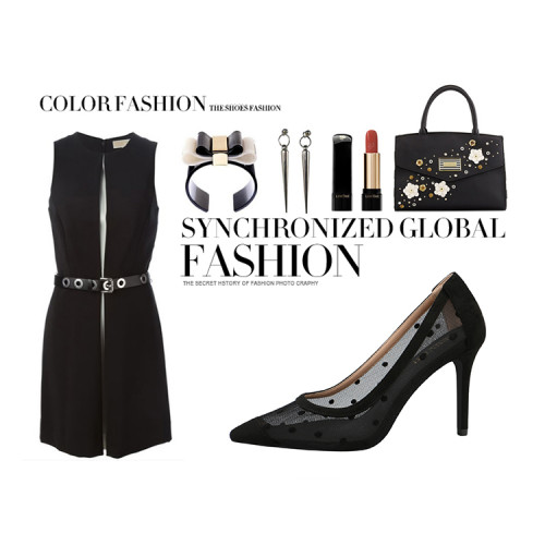 9CM Fine-heeled Polka Dot Mmesh Lace Shallow Dress Sandals