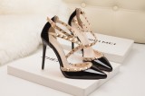 10CM Sexy Shallow Sidecut Pointed Rivet Hollow Dress Elegant Sandals