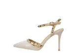 9CM Sweet Shallow Pointed Rivet PU Hollow Dress Elegant Sandals