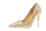 Asmxing 10.5CM Sexy Metal Sequins Sandals High Heel Pointed Toe