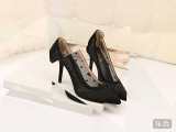 9CM Fine-heeled Polka Dot Mmesh Lace Shallow Dress Sandals