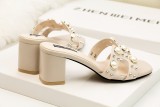 7CM Fashion Thick Pearl Rivets  Pump Heel Mules
