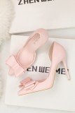 10.5CM Stylish Delicate Sweet Bow Shallow Pointed Sidecut Hollow Dress Elegant Heeled Sandals