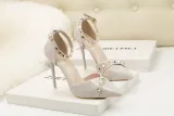 10CM Sexy Rivets Shallow Pointed Elegant Dress Heeled Sandals