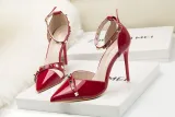 10CM Sexy Rivets Shallow Pointed Elegant Dress Heeled Sandals