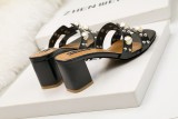 7CM Fashion Thick Pearl Rivets  Pump Heel Mules