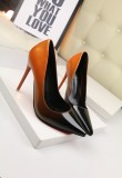 Asmxing 10.5CM Pointed Patent Leather Gradient Sweet Dress Elegant Heeled Sandals