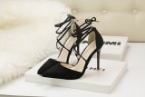 10CM Suede Pointed Cross Strap Bow-knot Sexy Ankle Straps Sandals