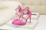 10CM Suede Pointed Cross Strap Bow-knot Sexy Ankle Straps Sandals