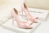 10.5CM Stylish Delicate Sweet Bow Shallow Pointed Sidecut Hollow Dress Elegant Heeled Sandals