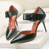 Asmxing 9CM Sexy Shallow Straps Pointed Hollow High Stiletto Dress Wedding Party Elegant Heeled Sandals
