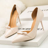 Asmxing 9CM Shallow Hollow Pointed Bow High Stiletto Dress Wedding Party Elegant Heeled Sandals