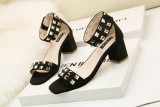 7CM Fashionable Sexy Suede Heel Rivets Elegant Heeled Sandals