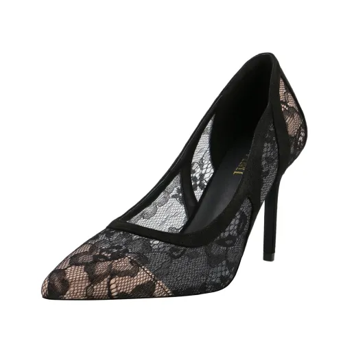 9CM Fine-heeled Fashion Mesh Lace Shallow Dress Sandals