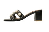 7CM Fashion Thick Pearl Rivets  Pump Heel Mules