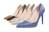 Asmxing 11CM Shining Sequins Sweet Shallow Pointed Dress Elegant Sandals