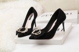 9cm Fashion Suede bow-knot Pointed Dress Wedding Party Elegant Heeled Sandals