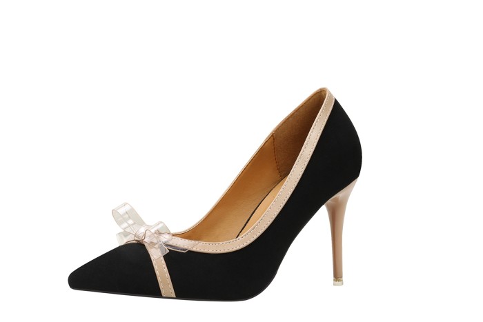 9CM Sweet Shallow Pointed Suede Bow-knot Elegant Heeled Sandals