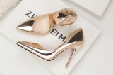 10CM Patent leather Metal Hollow Sidecut High Stiletto Dress Wedding Party Elegant Heeled Sandals