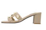 7CM Fashion Thick Pearl Rivets  Pump Heel Mules