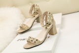 7CM Fashionable Sexy Suede Heel Rivets Elegant Heeled Sandals