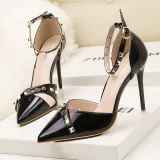 10CM Sexy Rivets Shallow Pointed Elegant Dress Heeled Sandals