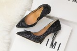 Asmxing 10.5CM Sexy Metal Sequins Sandals High Heel Pointed Toe