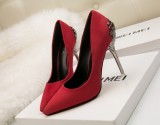 10CM Metal Hollow Suede Dress Wedding Party Elegant Heeled Sandals
