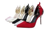10CM Carved Metal Chain Pointed Toe Dress Wedding Party Elegant Heeled Sandals
