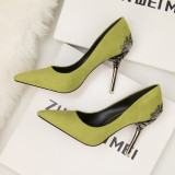 10CM Metal Hollow Suede Dress Wedding Party Elegant Heeled Sandals