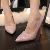11CM Stylish Sweet Elegant Light Pointed Diamond Drill Rhinestone Wedding Sandals