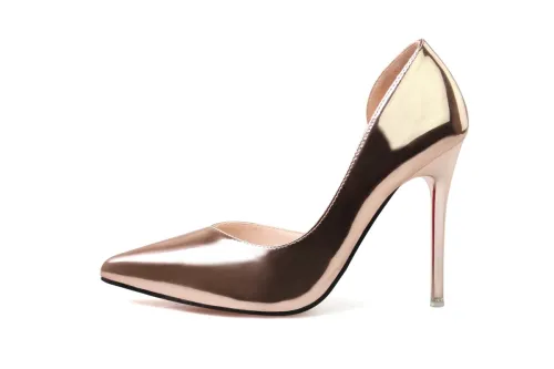 10CM Patent leather Metal Hollow Sidecut High Stiletto Dress Wedding Party Elegant Heeled Sandals