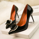 9.5CM Light Pointed Patent Leather Buckle Sweet Dress Elegant Heeled Sandals
