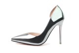 10CM Patent leather Metal Hollow Sidecut High Stiletto Dress Wedding Party Elegant Heeled Sandals