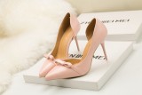Asmxing 9CM Shallow Hollow Pointed Bow High Stiletto Dress Wedding Party Elegant Heeled Sandals