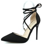 10CM Suede Pointed Cross Strap Bow-knot Sexy Ankle Straps Sandals