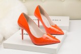 9.5CM Fashion Pointed Patent Leather H Shallow Dress Elegant Heeled