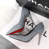 11CM Stylish Sweet Elegant Light Pointed Diamond Drill Rhinestone Wedding Sandals