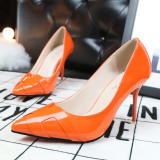 9.5CM Fashion Pointed Patent Leather H Shallow Dress Elegant Heeled