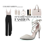 10CM Suede Pointed Cross Strap Bow-knot Sexy Ankle Straps Sandals