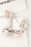 10CM Sexy Rivets Shallow Pointed Elegant Dress Heeled Sandals
