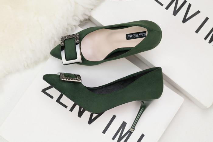 9CM Minimalist Shallow Pointed Square Buckle Sexy Stiletto Wedding Party Sandals