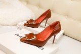 9.5CM Light Pointed Patent Leather Buckle Sweet Dress Elegant Heeled Sandals