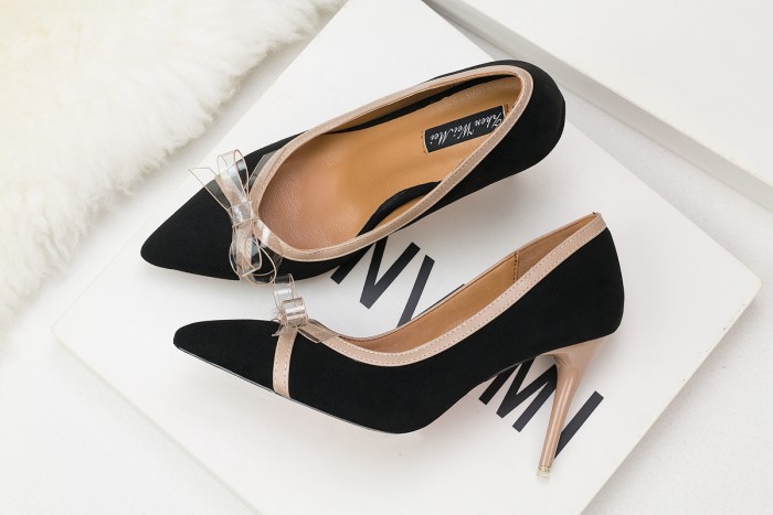 9CM Sweet Shallow Pointed Suede Bow-knot Elegant Heeled Sandals