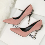 10CM Metal Hollow Suede Dress Wedding Party Elegant Heeled Sandals